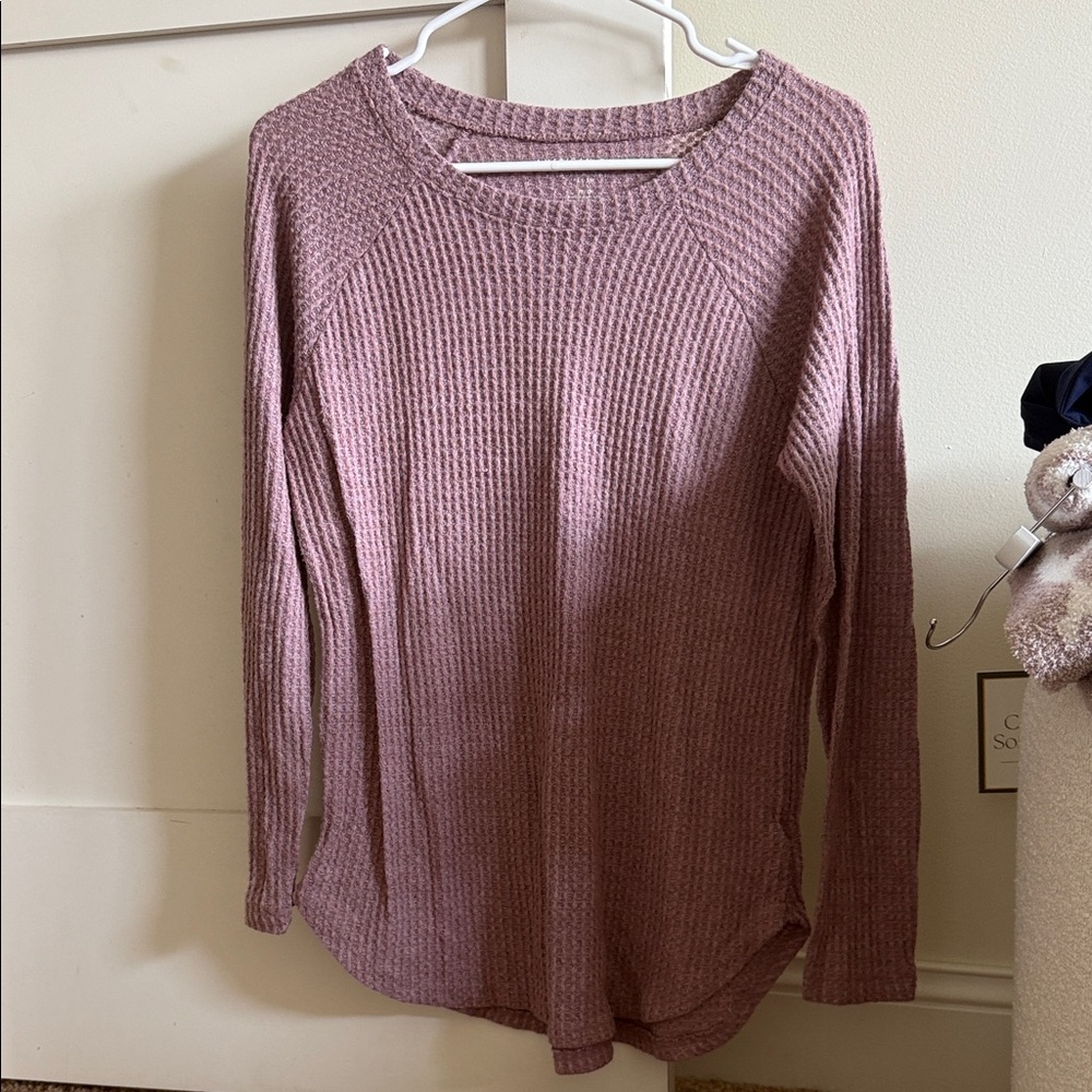 American Eagle Soft and Sexy mauve waffle long sleeve top